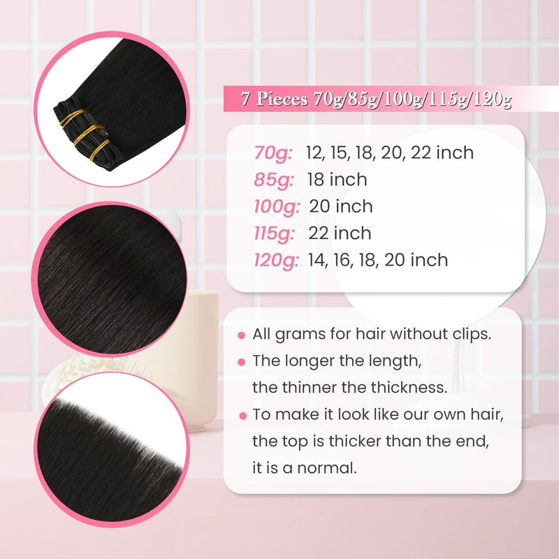 Aison Dark Brown Clip in Hair Extensions Real Human Hair 70G 100% Remy Human Hair Straight 7pcs 16clips (20 Inch #2) - Image 5